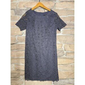 Women's Ann Taylor Bue-Gray Lace Shift Dress Scallop Edge Style (Size 00)
